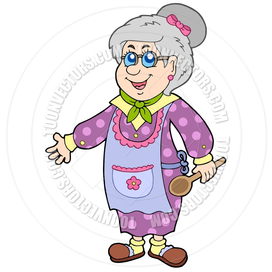 Clipart Grandma Cooking Cartoon Granny With Spoon