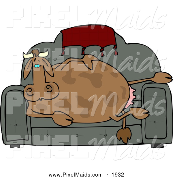 Clipart Of A Couch Potato Cow Resting By Djart    1932