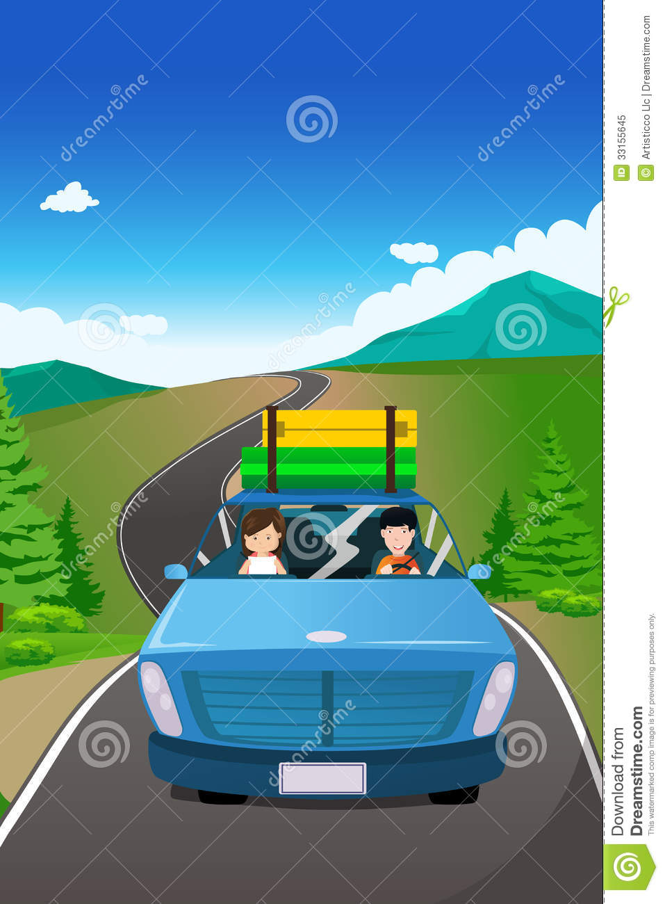 Couple Riding A Car Going On A Road Trip Royalty Free Stock Photo
