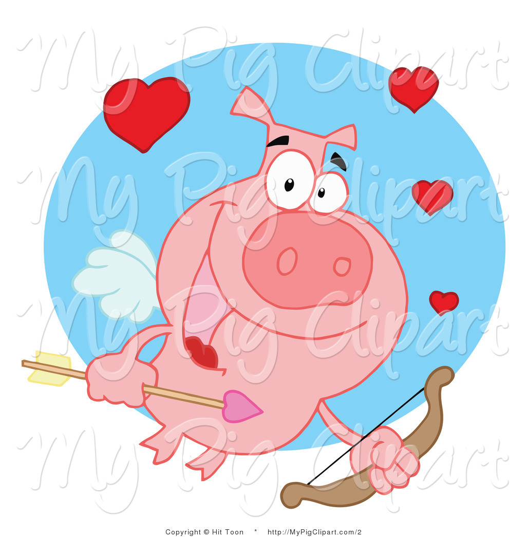 Cupid Pig With An Arrow Black And White Flying Cupid Piggy Happy