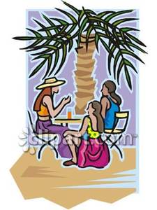 Friends Having Lunch At An Outside Cafe Royalty Free Clipart Picture