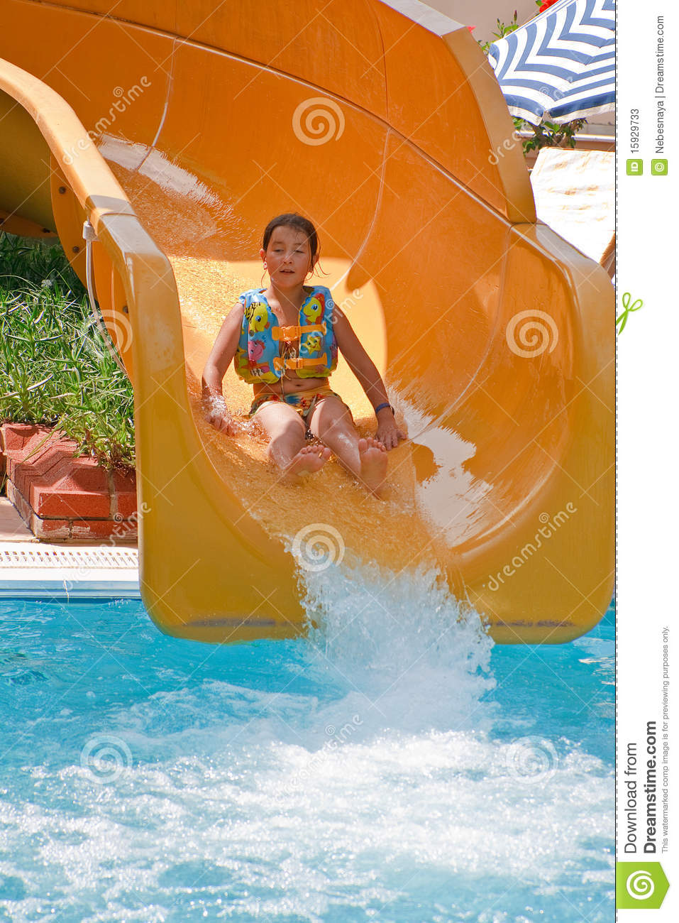 Girl On Water Slide Stock Photos   Image  15929733