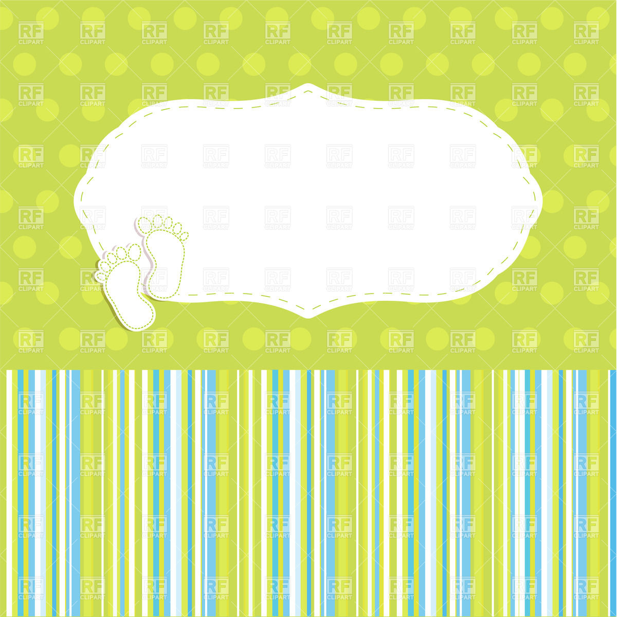 Green Background And White Frame   Birthday Card 21725 Borders And