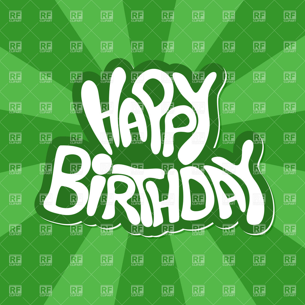 Happy Birthday Cartoon Green Design With Rays Background Download