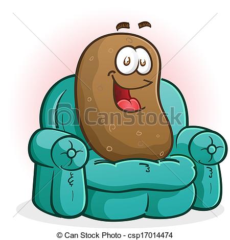 Illustration Of Couch Potato Cartoon Character   A Smiling Happy Couch