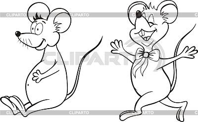Mouse Prisoner  Cartoon  Black And White Vector Illustration