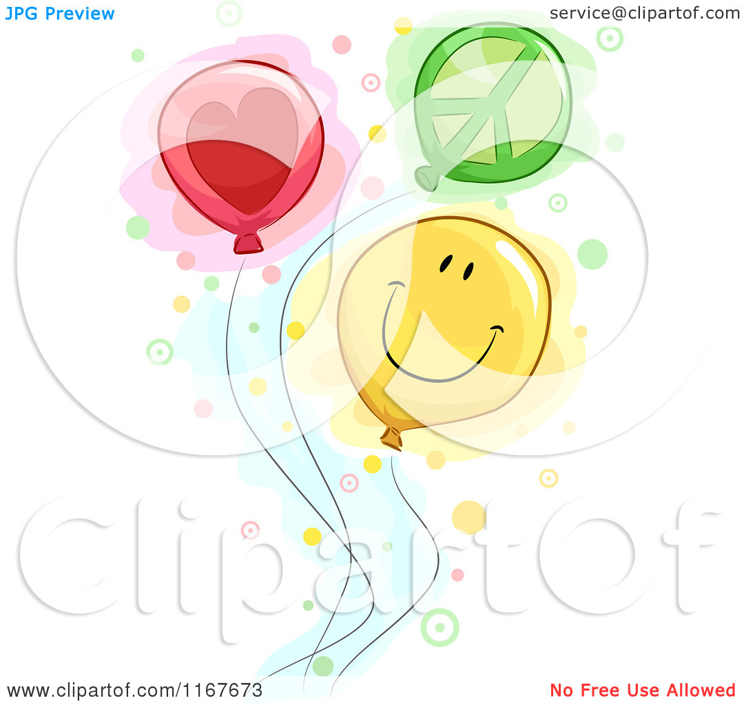Peace Love And Happiness Balloons Royalty Free Vector Clipart