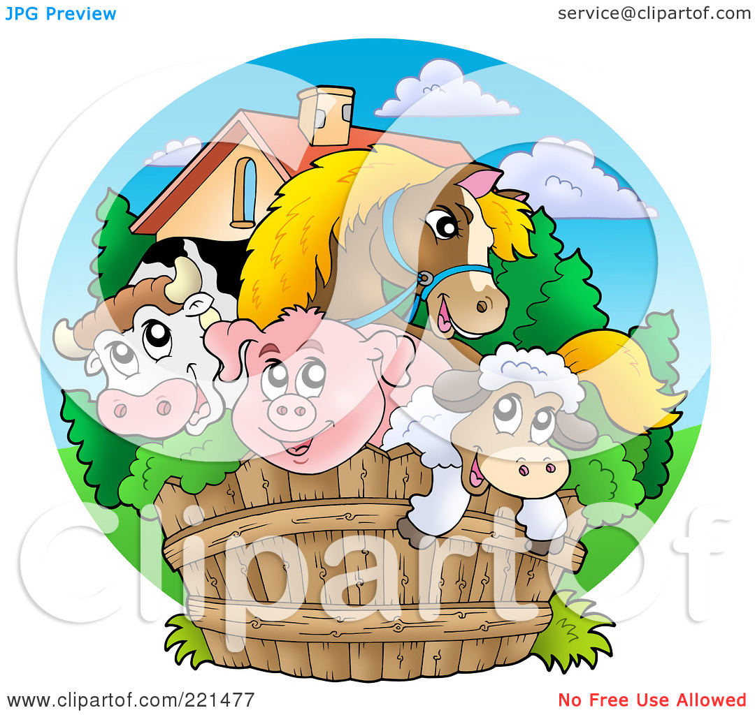 Royalty Free  Rf  Clipart Illustration Of Happy Barnyard Animals
