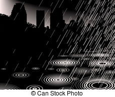Shower   Illustration Of Rain With A City Skyline And