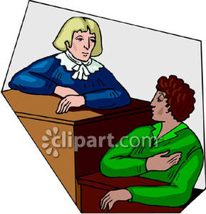 Speaking With A Witness During A Trial Royalty Free Clipart Picture