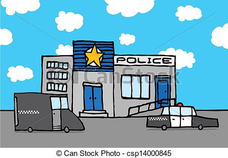 Vector   Cartoon Police Station   Stock Illustration Royalty Free