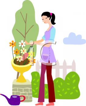 0511 1003 1716 0542 Lady Planting Flowers Clipart Image