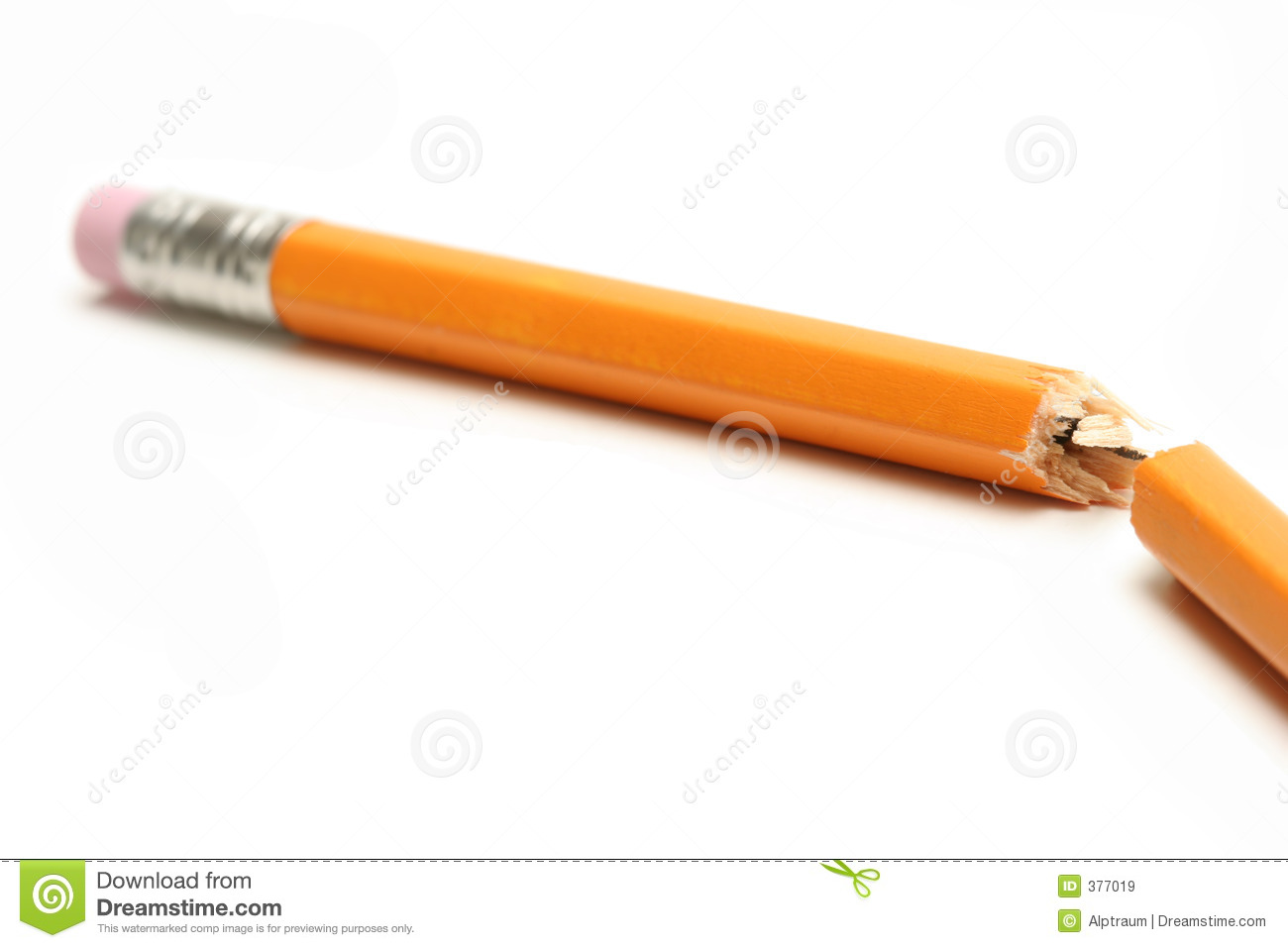 Broken Pencil   Shot Over White With Shallow Dof And Focus On Break 