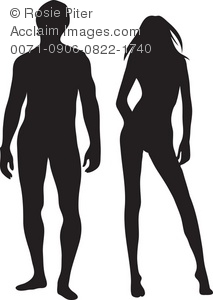 Clip Art Illustration Of A Silhouette Of A Man And Woman Standing