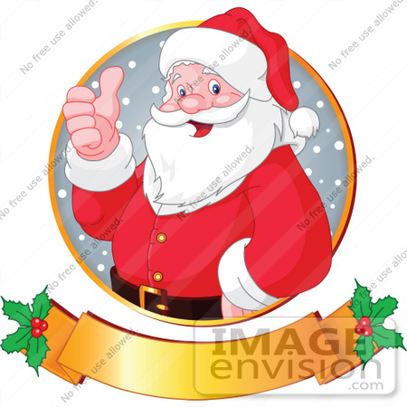 Clip Art Illustration Of Santa Giving The Thumbs Up In A Circle Over A