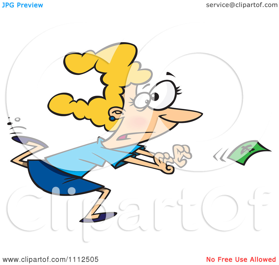 Clipart Woman Chasing Money   Royalty Free Vector Illustration By Ron