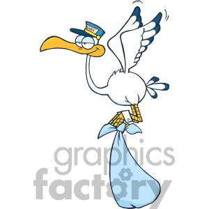 Free Rf Clipart Illustration Cute Cartoon Stork Delivery A Baby Boy
