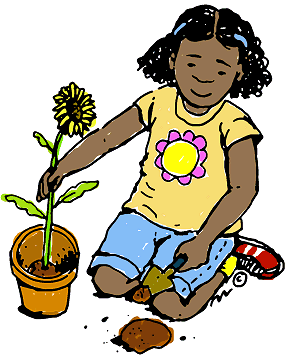 Girl With Plant  In Color    Clip Art Gallery