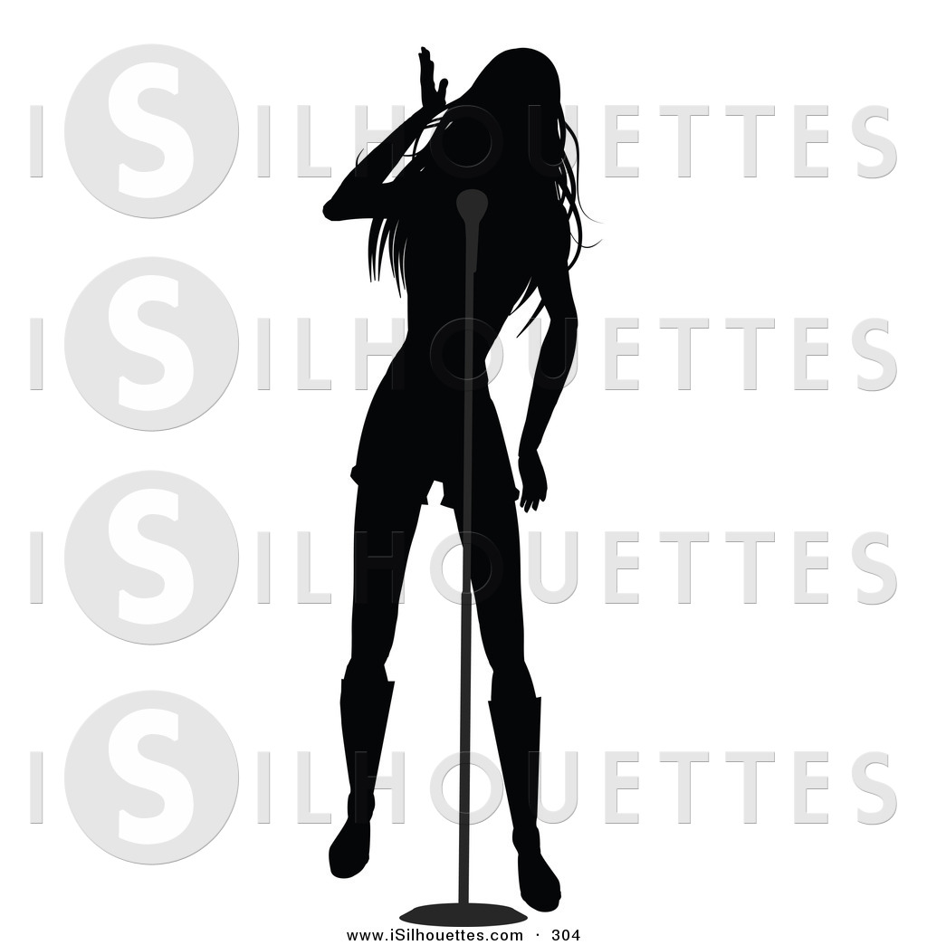 Larger Preview  Silhouette Clipart Of A Black Silhouetted Singer Woman    