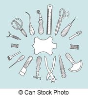 Leather Working Tools Vector Illustration   Set Of Vector