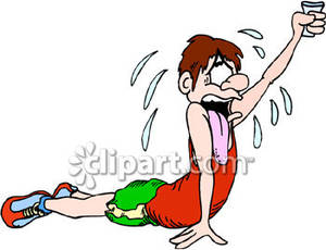 Marathon Runner Begging For A Drink   Royalty Free Clipart Picture