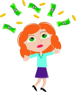 Money Clipart Image  Woman Who Won The Lottery Throwing Dollar Bills