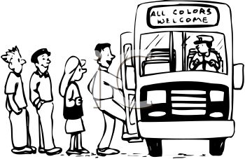 People Boarding A Bus   Royalty Free Clipart Image
