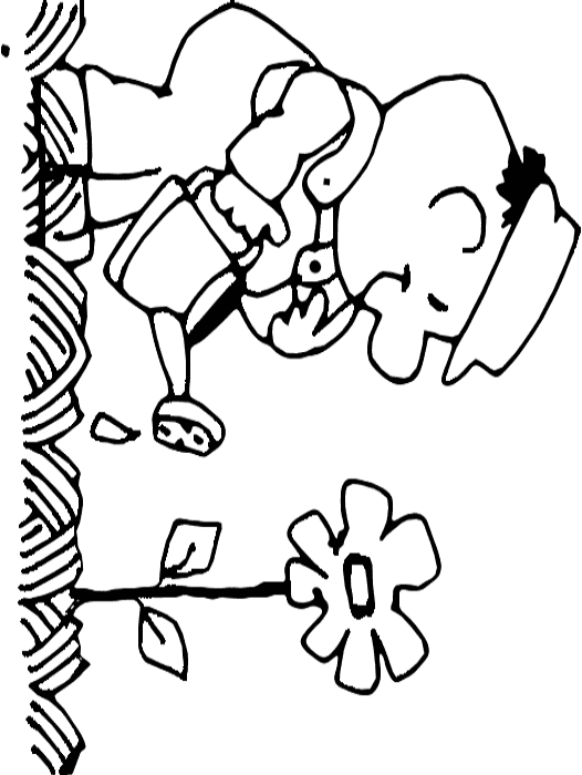 Planting Flower   Http   Www Wpclipart Com Education Coloring Pages    