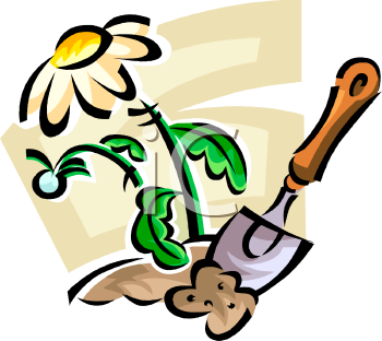 Planting Spring Flowers Royalty Free Clipart Image Picture