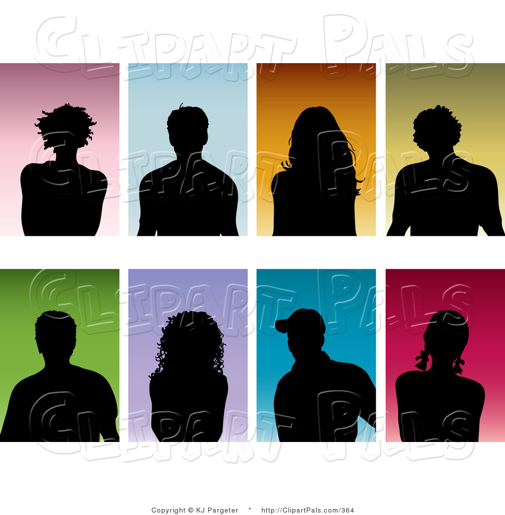 Preview  Pal Clipart Of A Set Of Eight Black Silhouetted Men And Women