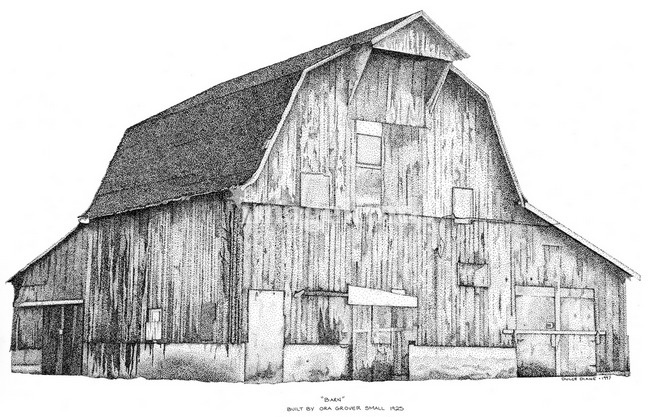 Rustic Barn Clip Art   Pen And Ink Stippled Barn Drawing Art Prints By