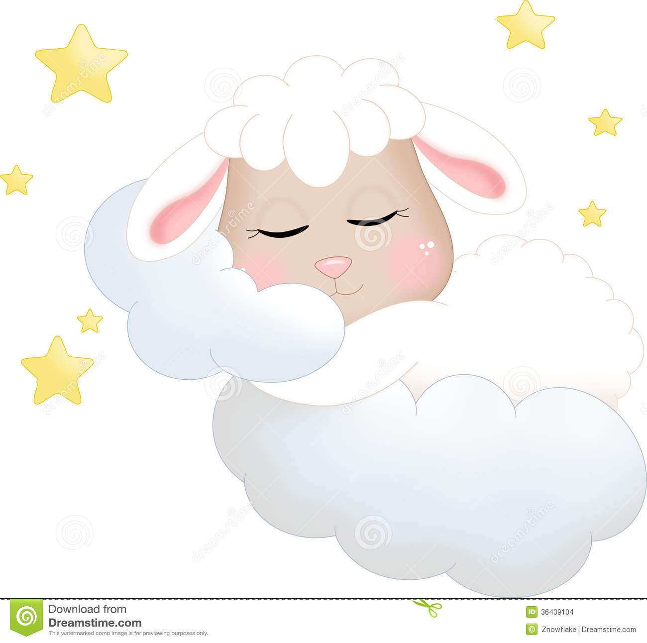 Sleeping Sheep On Clouds Stock Images   Image  36439104