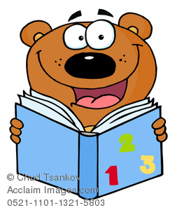 Smiling Brown Bear Reading A Book Clipart Image   Acclaim Stock