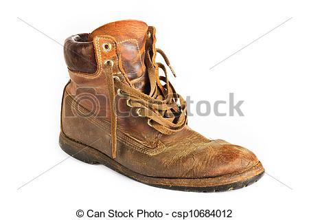 Stock Photo   Single Brown Leather Work Boot On White   Stock Image    