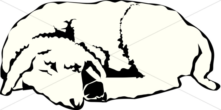 The Sleeping Lamb In Black And White   Christian Shepherd Clipart