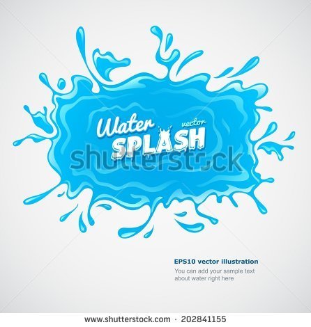 Water Pool With Blue Splashes And Falling Drops  Eps10 Vector