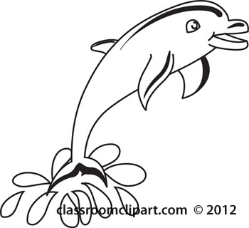 Animals   Outline Dolphin 12212 01   Classroom Clipart