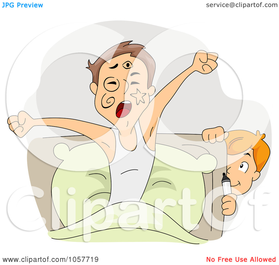 Clip Art Illustration Of A Boy Hiding Behind His Big Brother S Bed