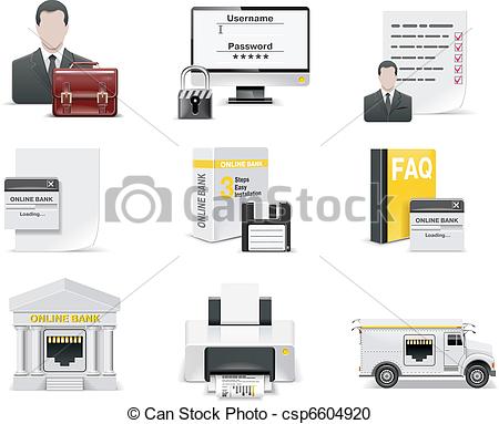 Clipart Of Vector Online Banking Icon Set   Set Of On Line Banking