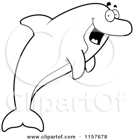 Dolphin Clipart Black And White 1157678 Cartoon Clipart Of A Black And    