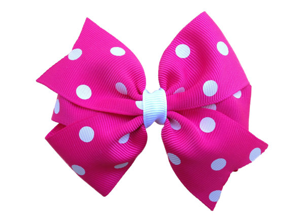 Hot Pink Polka Dot Hair Bow Pink Hair Bow By Browneyedbowtique