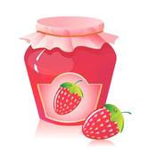 Jar Of Strawberry Jam And Strawberry   Royalty Free Clip Art