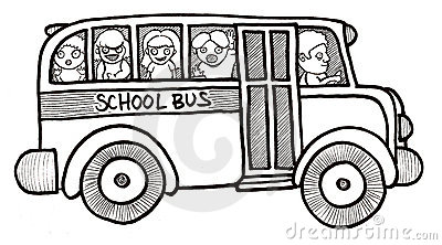 School Bus Children Black And White Stock Photos   Image  9818583