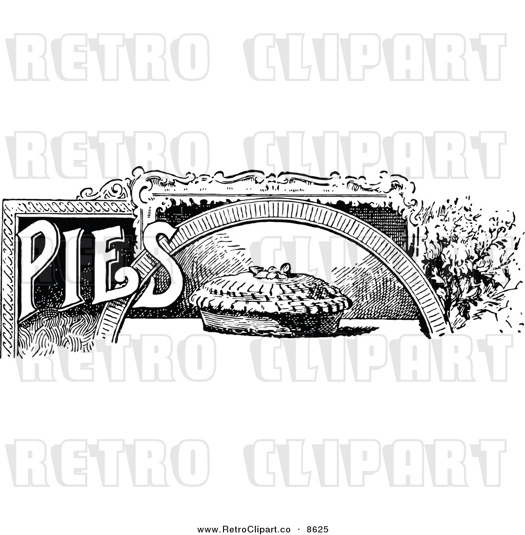 Vector Clipart Of A Retro Black And White Pies Recipe Book Design By