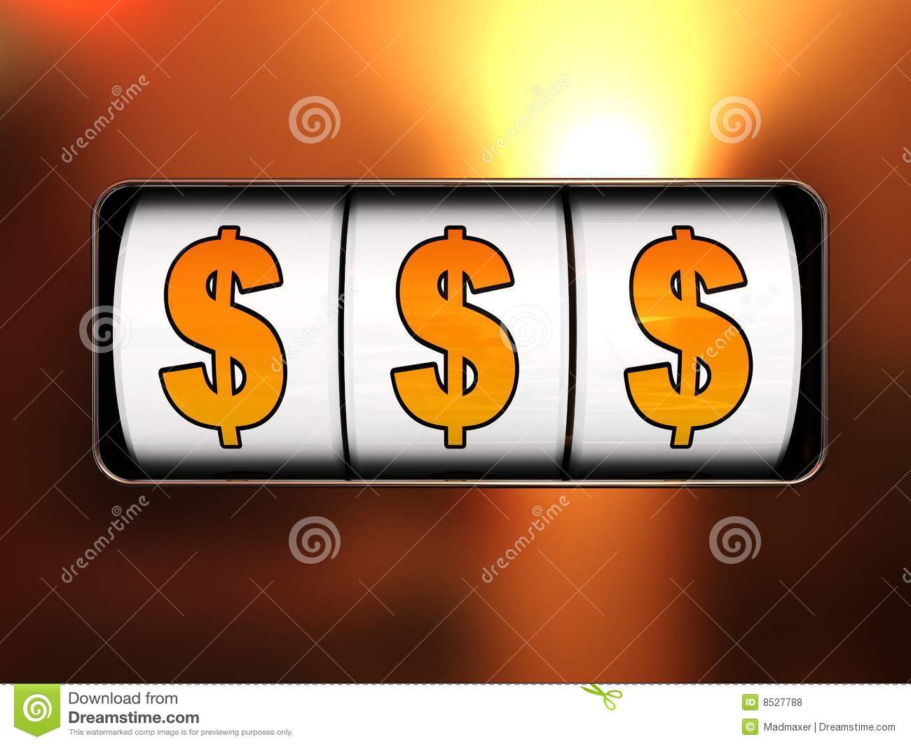 3d Illustration Of Jackpot Winning Three Dollar Signs
