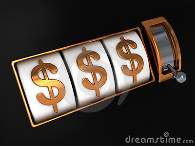 3d Illustration Of Machine Slot Jackpot With Dollar Signs
