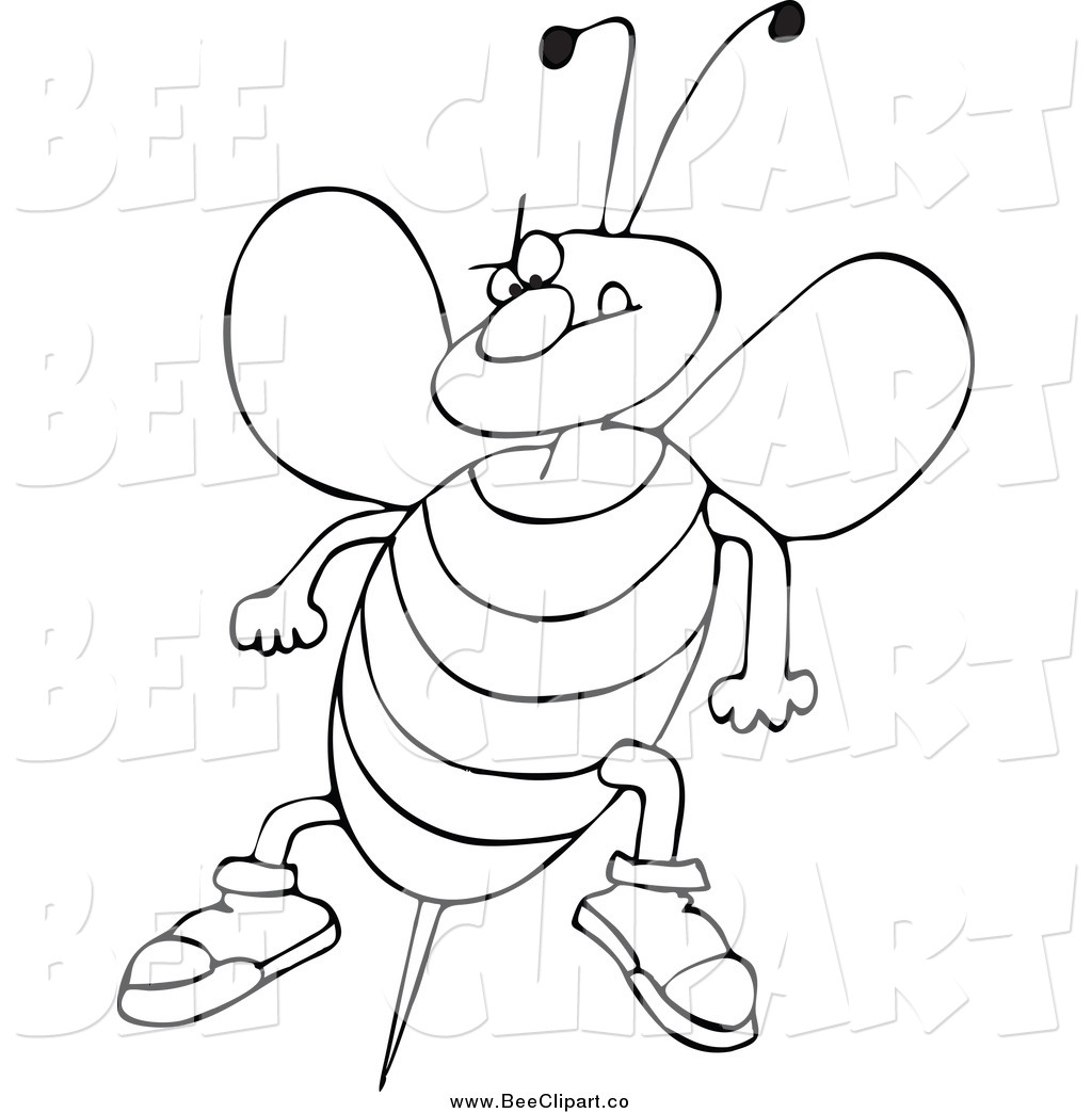 Cartoon Bee Black And White Black And White Angry Bee