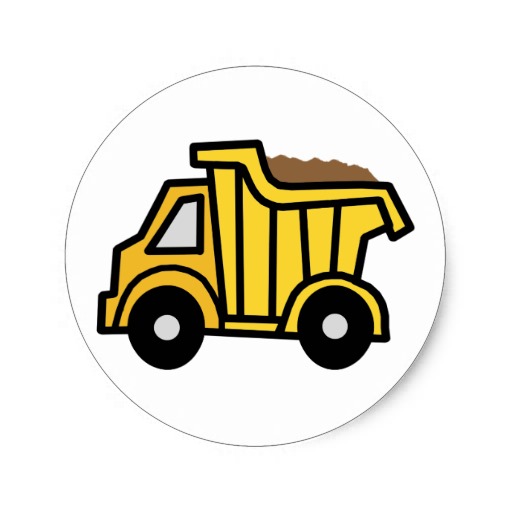 Cartoon Clip Art With A Construction Dump Truck Classic Round Sticker