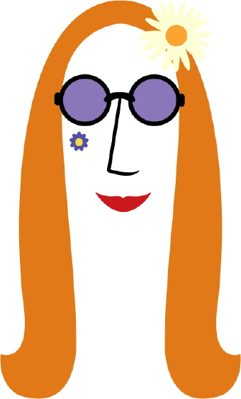 Clip Art Of A Groovy Hippy Woman With Long Red Hair Round Sunglasses
