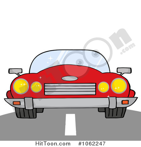 Clipart Red Convertible Car On A Road   Royalty Free Vector Automotive